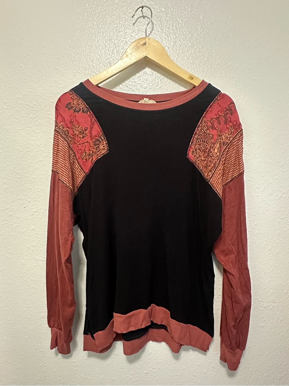 Mystree Black & Rust Patchwork Blouse